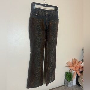 No Boundaries Velvet Velour Animal Print Metallic Blue Denim Jeans Vintage Y2K